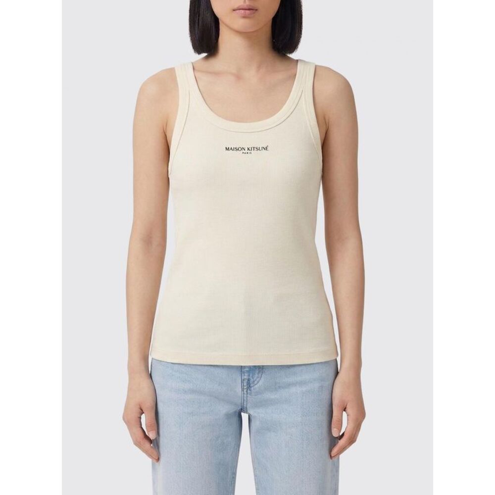 Maison Kitsune Women Cotton Top With Logo Maison Kitsune